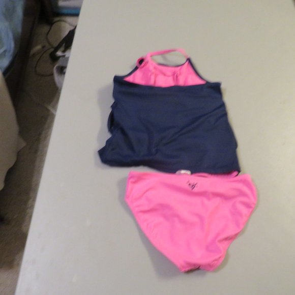 Pink & Blue 2 Pcs Justice Tankini Swimsuit Size 10 - Picture 6 of 13